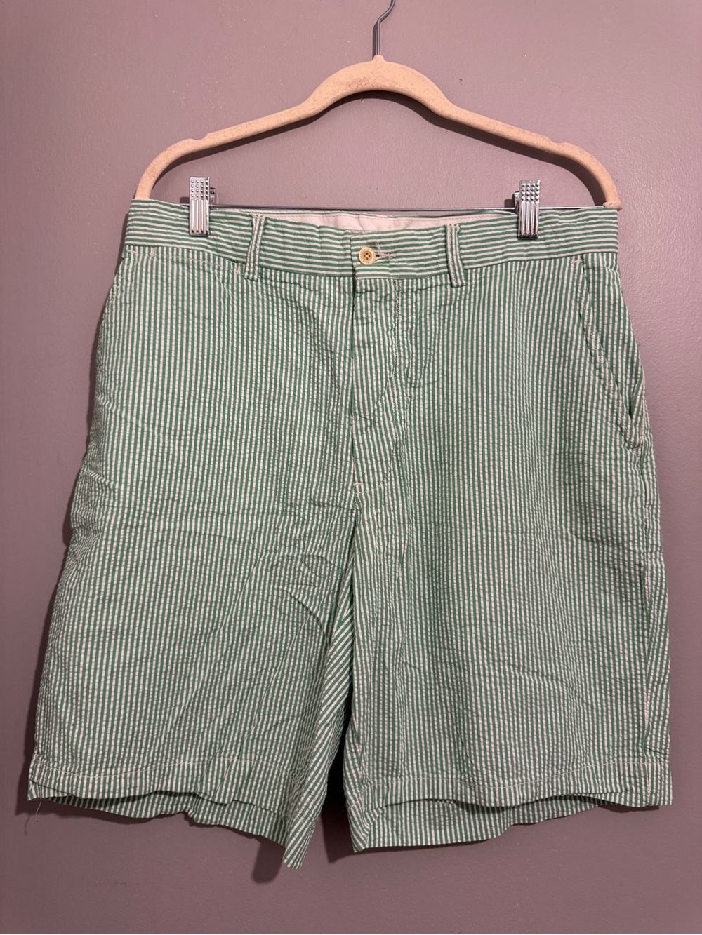Polo Ralph Lauren Men's Green Seersucker Shorts Sz 33